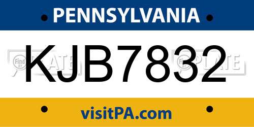 KJB7832 Pennsylvania License Plate