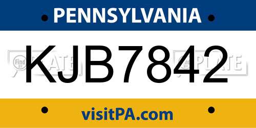 KJB7842 Pennsylvania License Plate