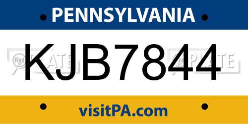 KJB7844 Pennsylvania License Plate