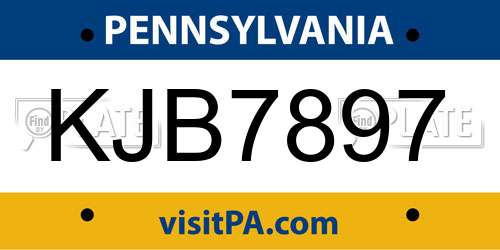 KJB7897 Pennsylvania License Plate