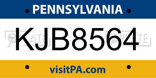 KJB8564 Pennsylvania License Plate