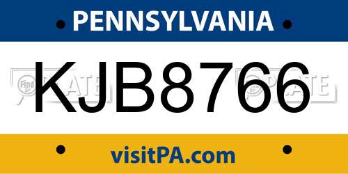 KJB8766 Pennsylvania License Plate
