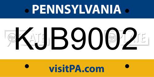 KJB9002 Pennsylvania License Plate