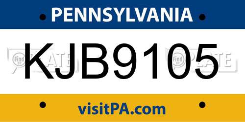 KJB9105 Pennsylvania License Plate