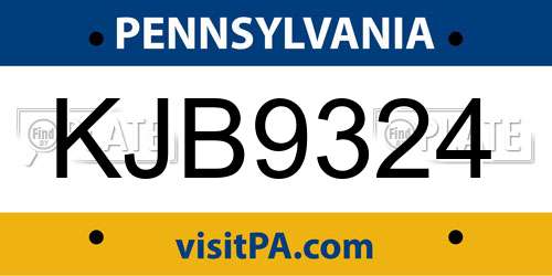 KJB9324 Pennsylvania License Plate