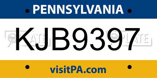 KJB9397 Pennsylvania License Plate