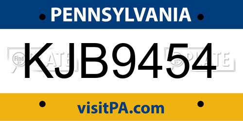 KJB9454 Pennsylvania License Plate