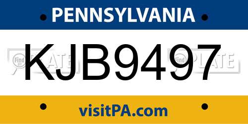 KJB9497 Pennsylvania License Plate