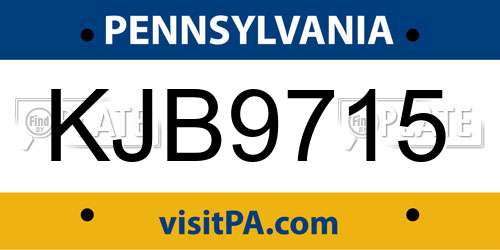 KJB9715 Pennsylvania License Plate