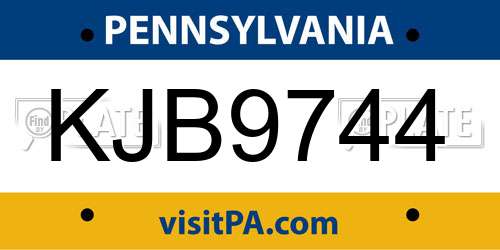KJB9744 Pennsylvania License Plate