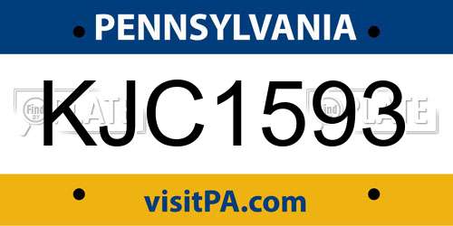KJC1593 Pennsylvania License Plate