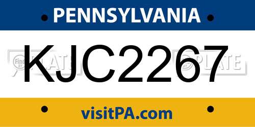 KJC2267 Pennsylvania License Plate