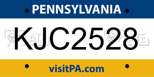 KJC2528 Pennsylvania License Plate