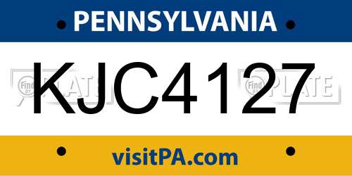 KJC4127 Pennsylvania License Plate