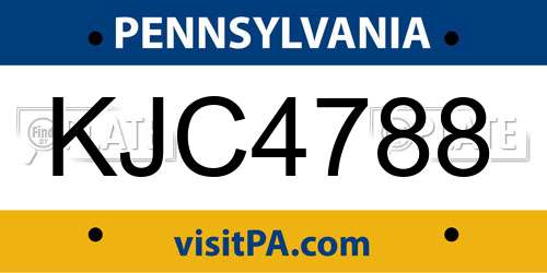 KJC4788 Pennsylvania License Plate