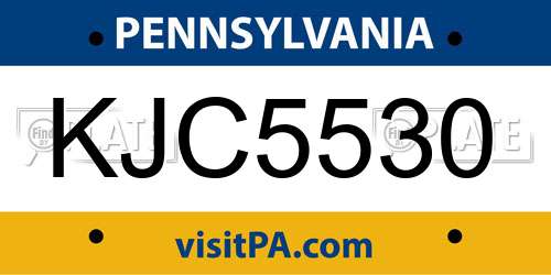 KJC5530 Pennsylvania License Plate