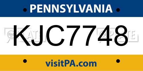 KJC7748 Pennsylvania License Plate