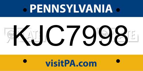 KJC7998 Pennsylvania License Plate