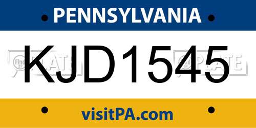 KJD1545 Pennsylvania License Plate