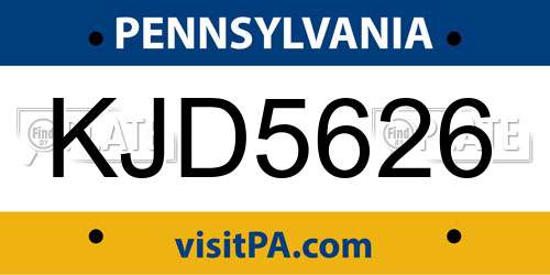KJD5626 Pennsylvania License Plate