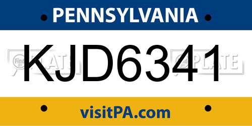 KJD6341 Pennsylvania License Plate