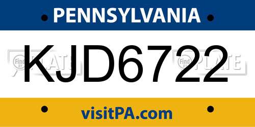 KJD6722 Pennsylvania License Plate