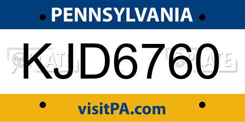 KJD6760 Pennsylvania License Plate