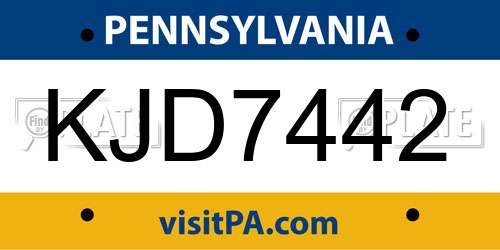 KJD7442 Pennsylvania License Plate