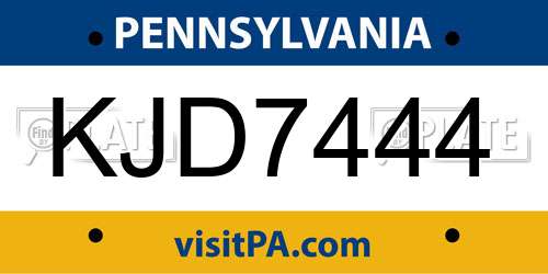 KJD7444 Pennsylvania License Plate
