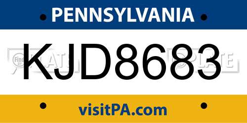 KJD8683 Pennsylvania License Plate