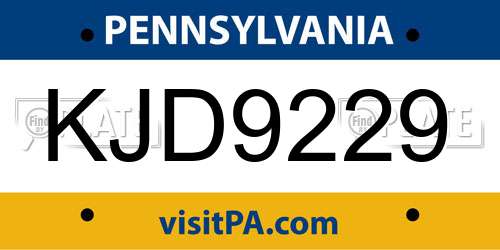 KJD9229 Pennsylvania License Plate