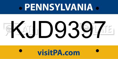 KJD9397 Pennsylvania License Plate
