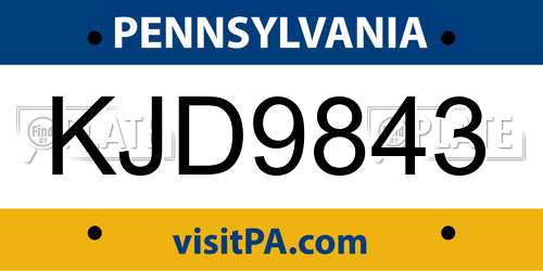 KJD9843 Pennsylvania License Plate