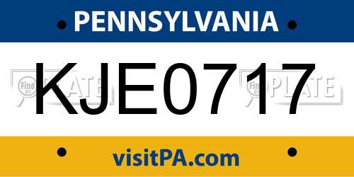 KJE0717 Pennsylvania License Plate