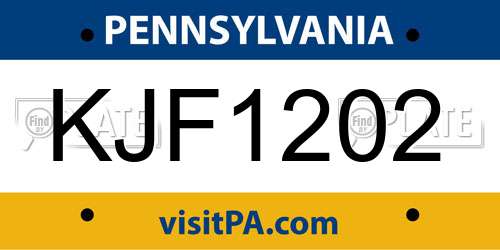 KJF1202 Pennsylvania License Plate