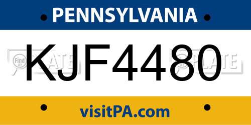 KJF4480 Pennsylvania License Plate