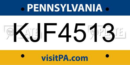 KJF4513 Pennsylvania License Plate
