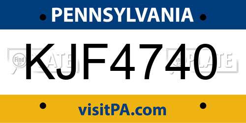 KJF4740 Pennsylvania License Plate