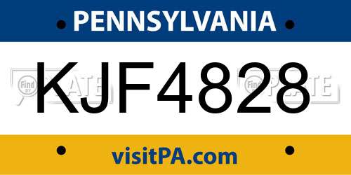 KJF4828 Pennsylvania License Plate