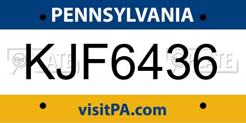 KJF6436 Pennsylvania License Plate