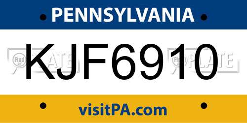 KJF6910 Pennsylvania License Plate