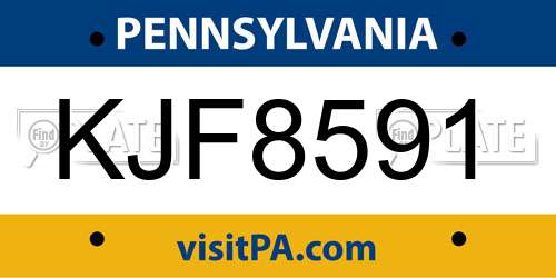 KJF8591 Pennsylvania License Plate