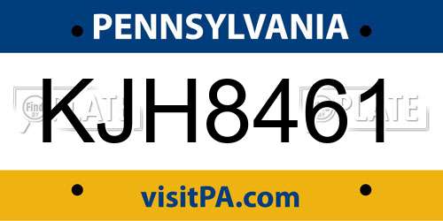 KJH8461 Pennsylvania License Plate
