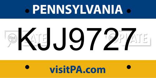 KJJ9727 Pennsylvania License Plate