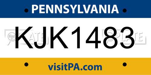 KJK1483 Pennsylvania License Plate