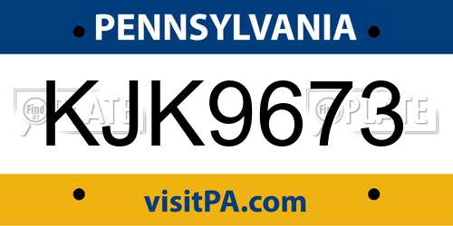 KJK9673 Pennsylvania License Plate