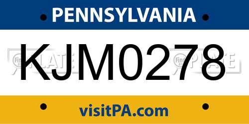KJM0278 Pennsylvania License Plate