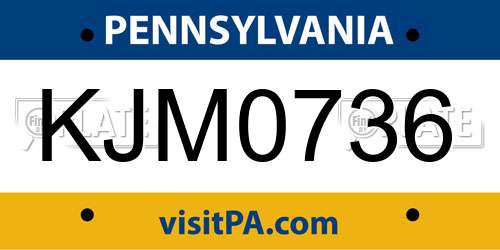 KJM0736 Pennsylvania License Plate