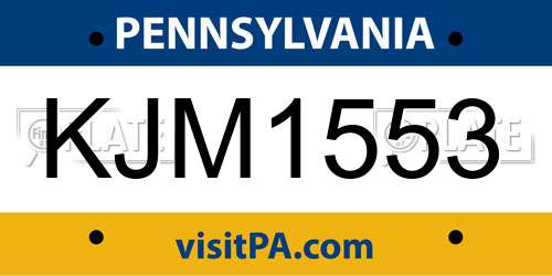 KJM1553 Pennsylvania License Plate
