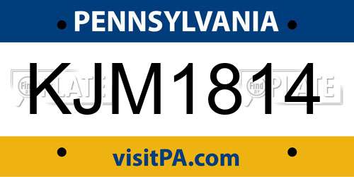 KJM1814 Pennsylvania License Plate